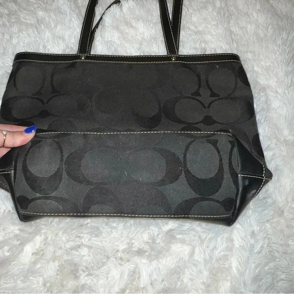 Black Coach Canvas Bag with Leather Flap Y2K - Picture 4 of 5